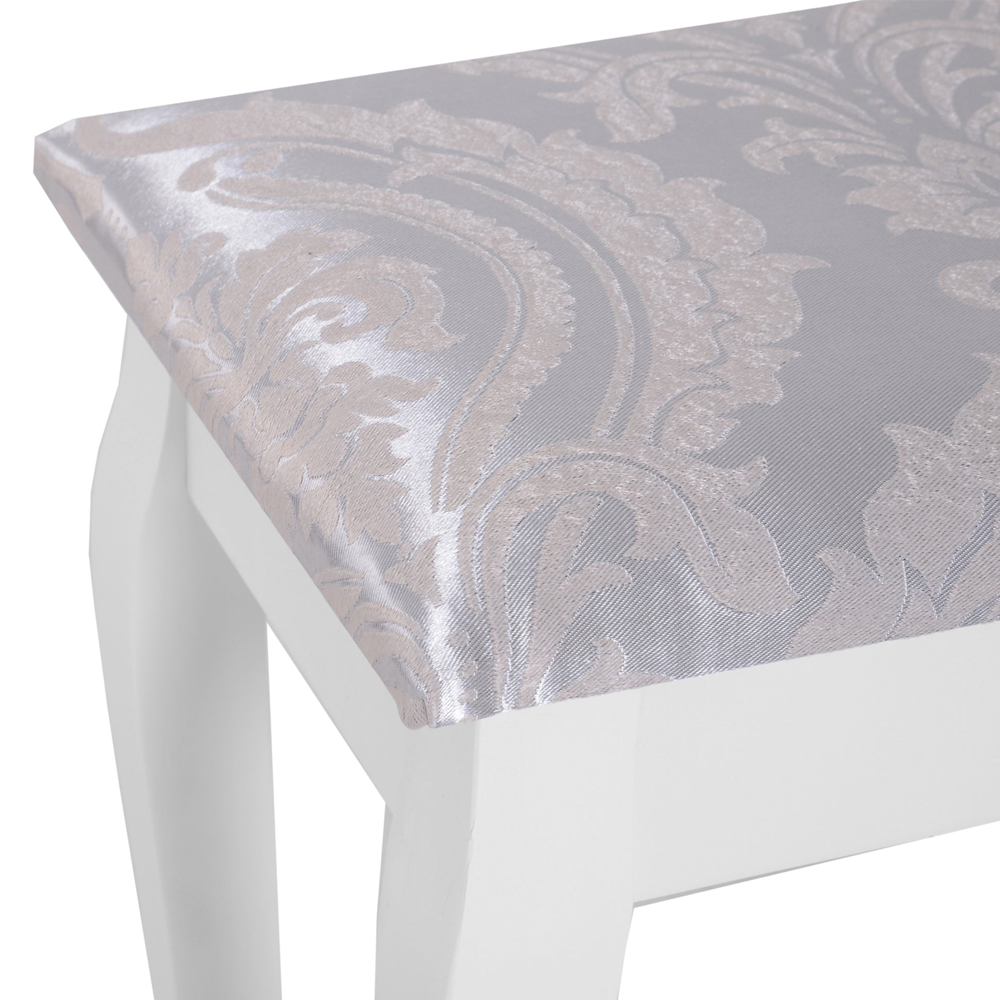 Vanity Set with Stool and Mirror Makeup Dressing Table 5 Drawers White Black MDF Table (White)