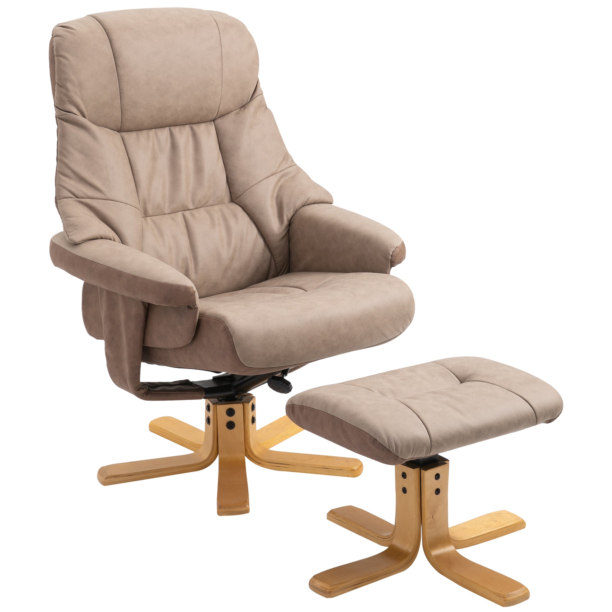 Recliner with Footstool, Swivel TV Armchair with Reclining Function, Upholstered Armchair for Living Room, Bedroom, Microfiber Brown, 78 x 82.5 x 109 cm