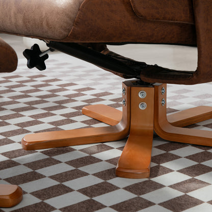 Recliner with Footstool, Swivel TV Armchair with Reclining Function, Upholstered Armchair for Living Room, Bedroom, Microfiber Brown, 78 x 82.5 x 109 cm