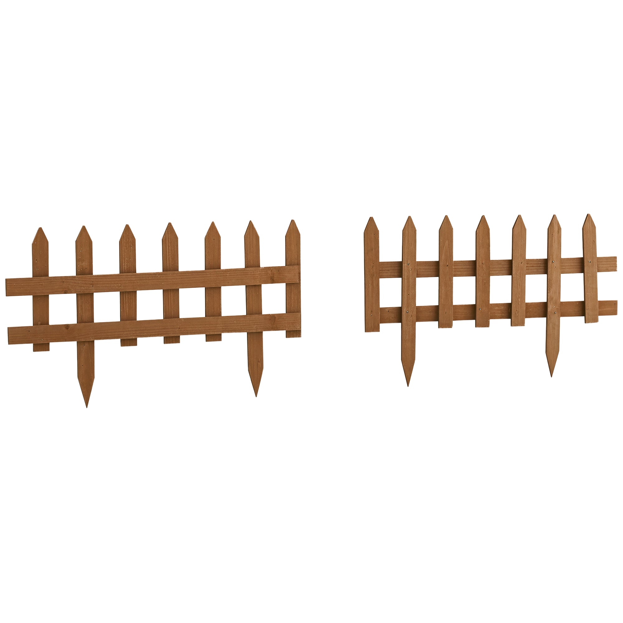 12 Panel Wooden Garden Fences 50x34 cm Decorative Exterior Garden Fences with Pointed Pickets Resistant Easy to Install for Garden Patio Terrace Brown