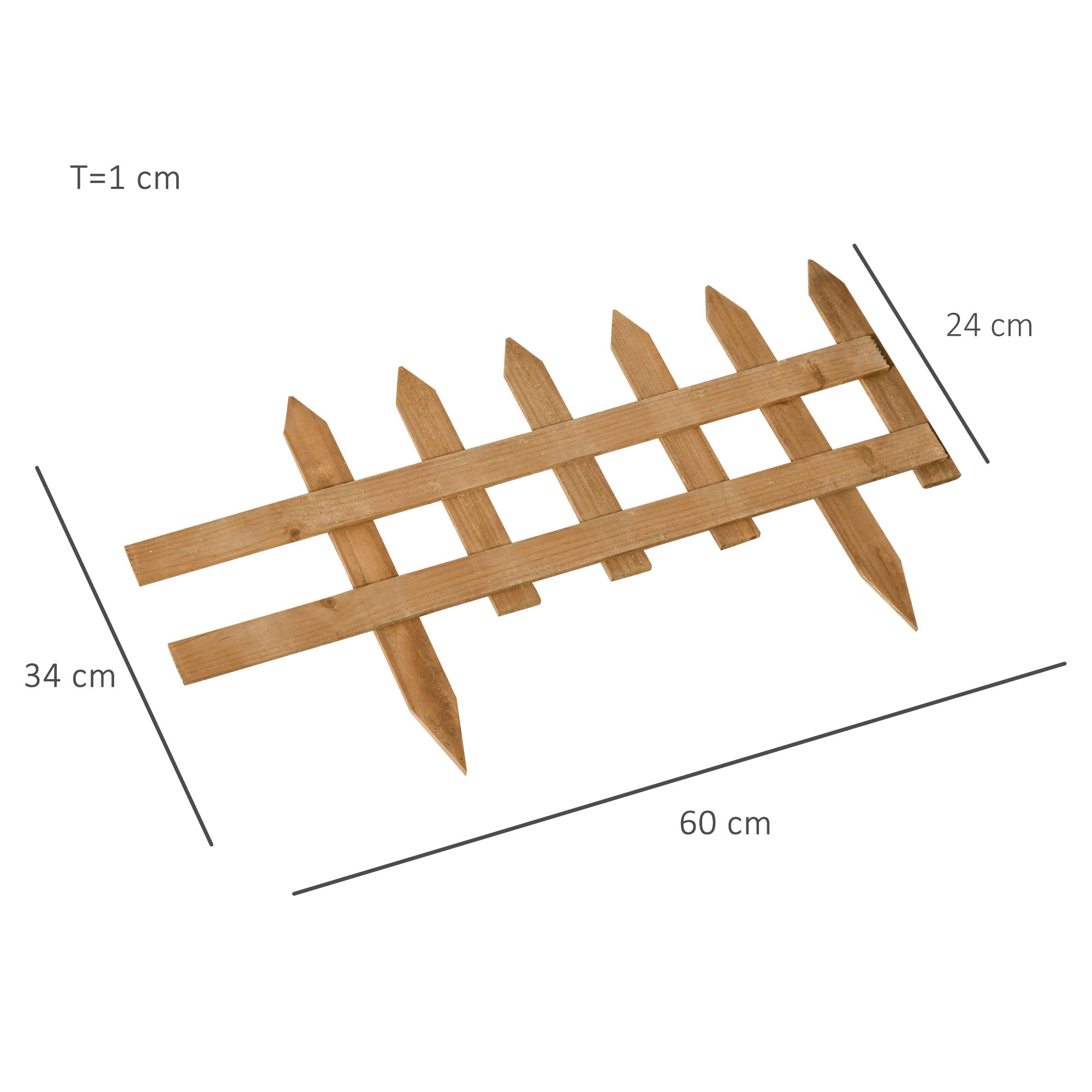 12 Panel Wooden Garden Fences 50x34 cm Decorative Exterior Garden Fences with Pointed Pickets Resistant Easy to Install for Garden Patio Terrace Brown