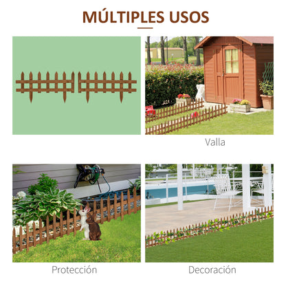 12 Panel Wooden Garden Fences 50x34 cm Decorative Exterior Garden Fences with Pointed Pickets Resistant Easy to Install for Garden Patio Terrace Brown