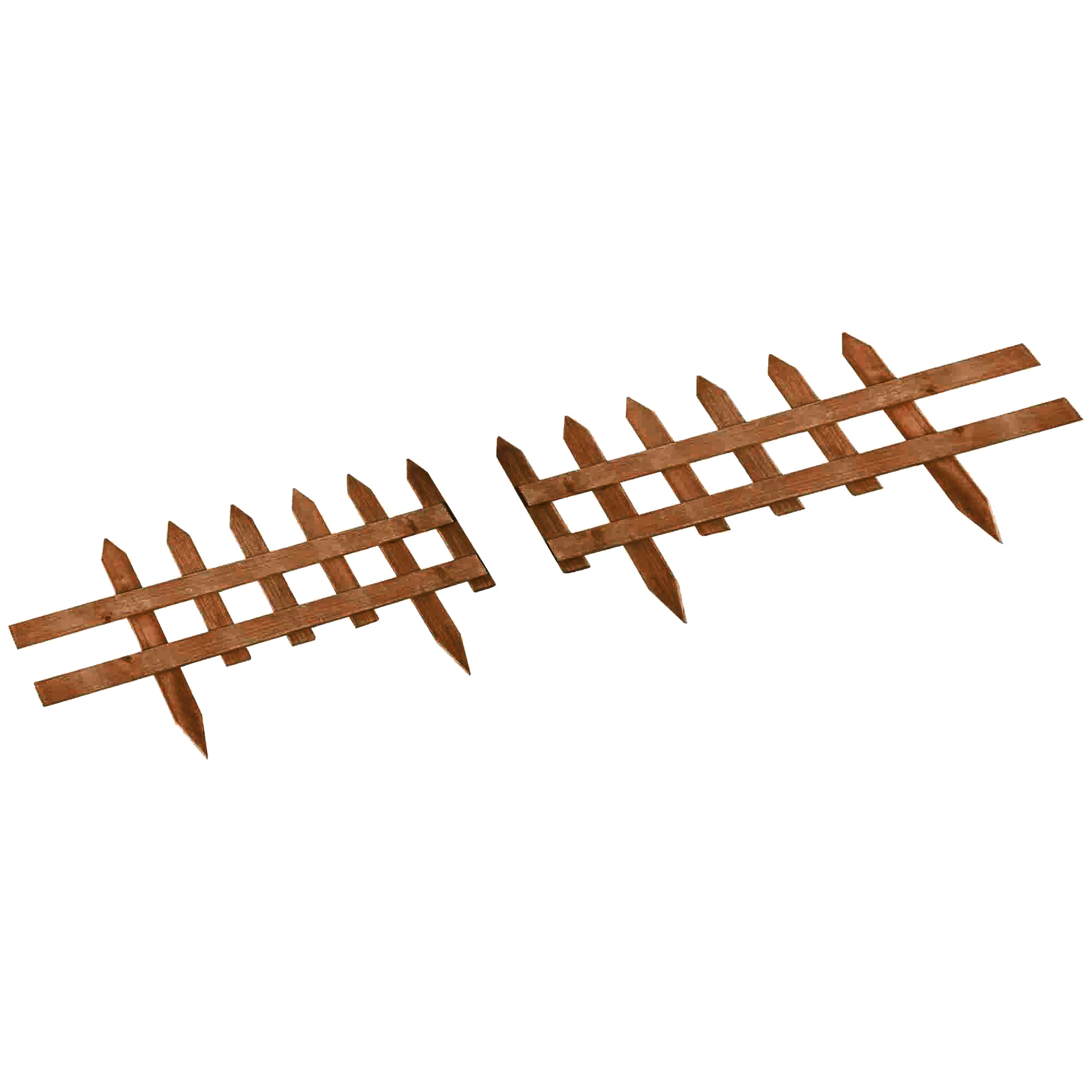 12 Panel Wooden Garden Fences 50x34 cm Decorative Exterior Garden Fences with Pointed Pickets Resistant Easy to Install for Garden Patio Terrace Brown