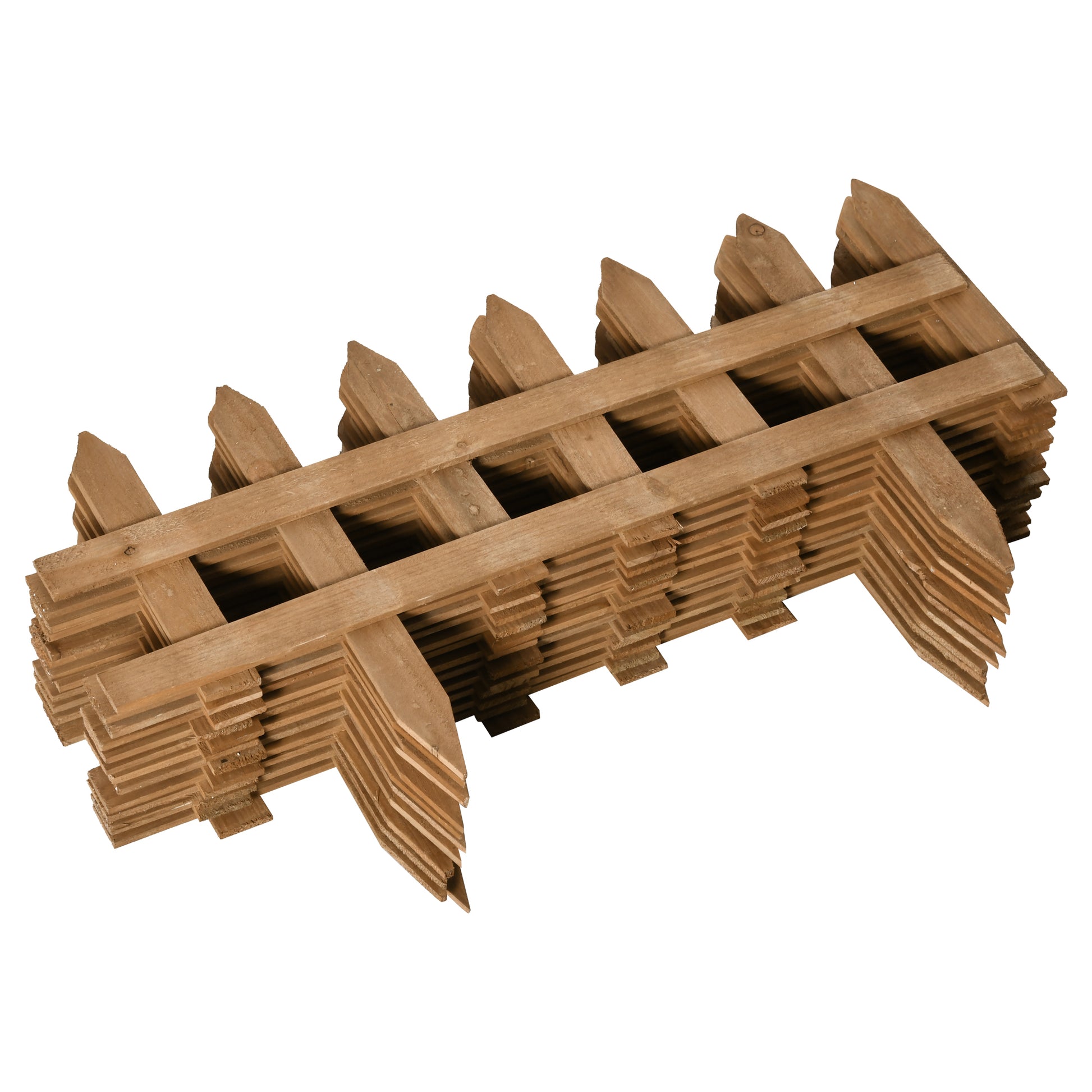12 Panel Wooden Garden Fences 50x34 cm Decorative Exterior Garden Fences with Pointed Pickets Resistant Easy to Install for Garden Patio Terrace Brown