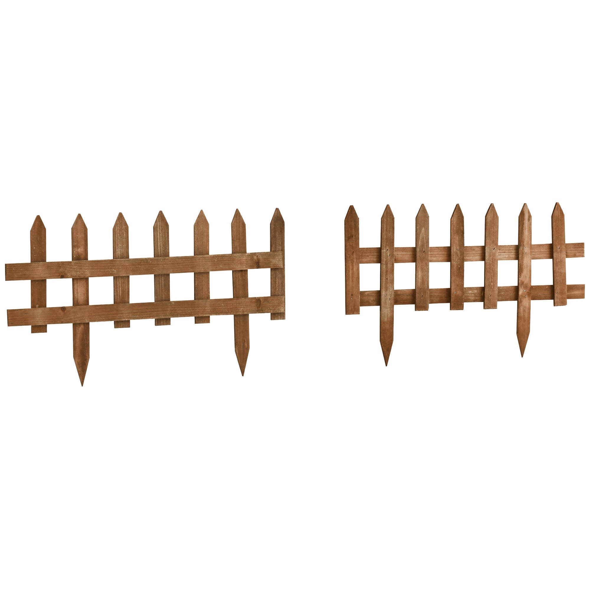 12 Panel Wooden Garden Fences 50x34 cm Decorative Exterior Garden Fences with Pointed Pickets Resistant Easy to Install for Garden Patio Terrace Brown