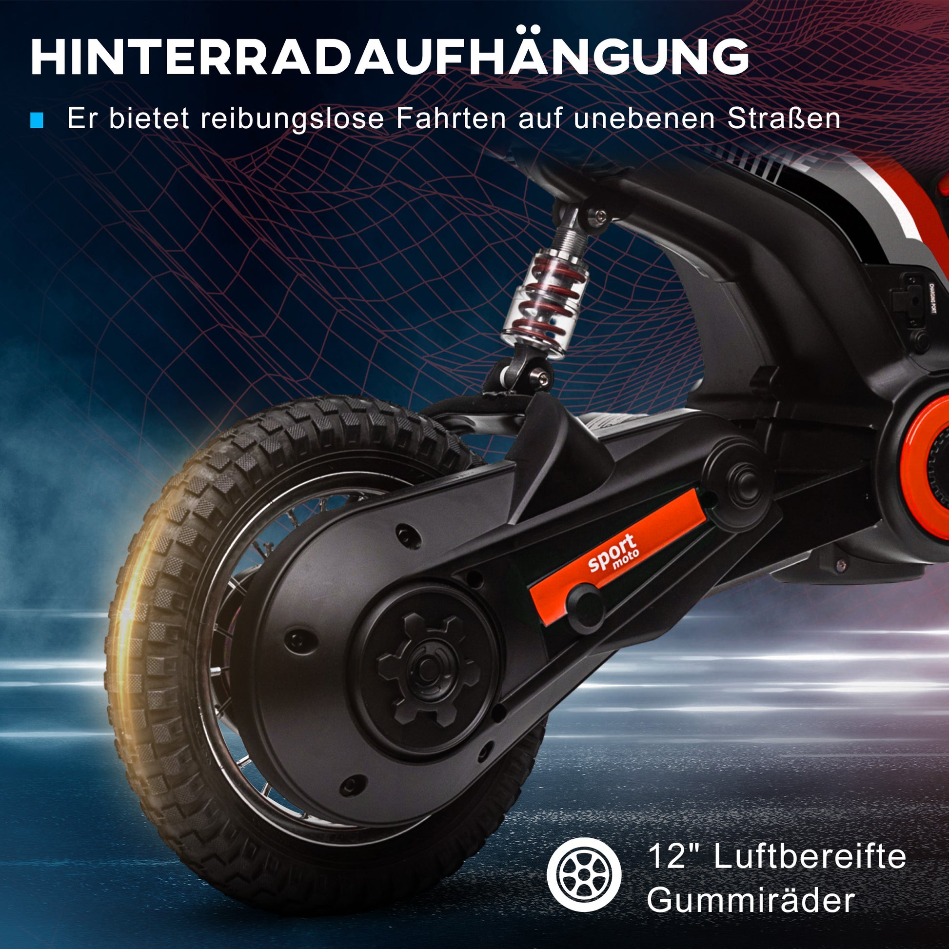 Electric Motorcycle for Kids with 24V 350W Motor, 8-16 KM/H Speed Mode, 12-Inch Air Tires, Electric Motorcycle with Music Headlights, Moto Cross for Children 8-12 Years Red