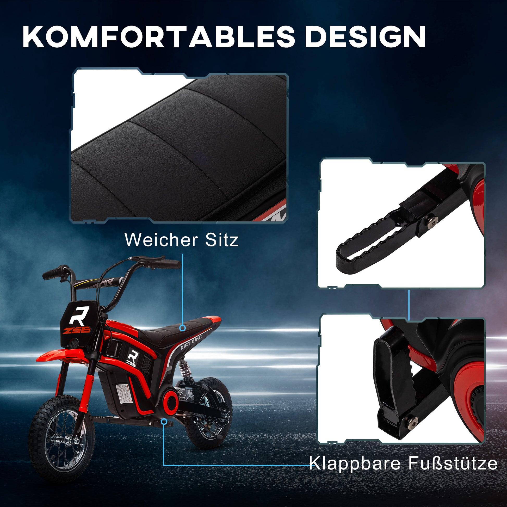 Electric Motorcycle for Kids with 24V 350W Motor, 8-16 KM/H Speed Mode, 12-Inch Air Tires, Electric Motorcycle with Music Headlights, Moto Cross for Children 8-12 Years Red
