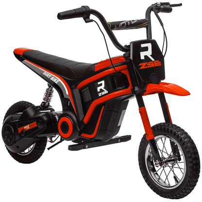 Electric Motorcycle for Kids with 24V 350W Motor, 8-16 KM/H Speed Mode, 12-Inch Air Tires, Electric Motorcycle with Music Headlights, Moto Cross for Children 8-12 Years Red