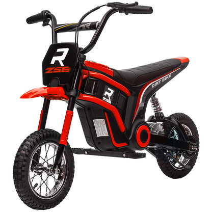 Electric Motorcycle for Kids with 24V 350W Motor, 8-16 KM/H Speed Mode, 12-Inch Air Tires, Electric Motorcycle with Music Headlights, Moto Cross for Children 8-12 Years Red