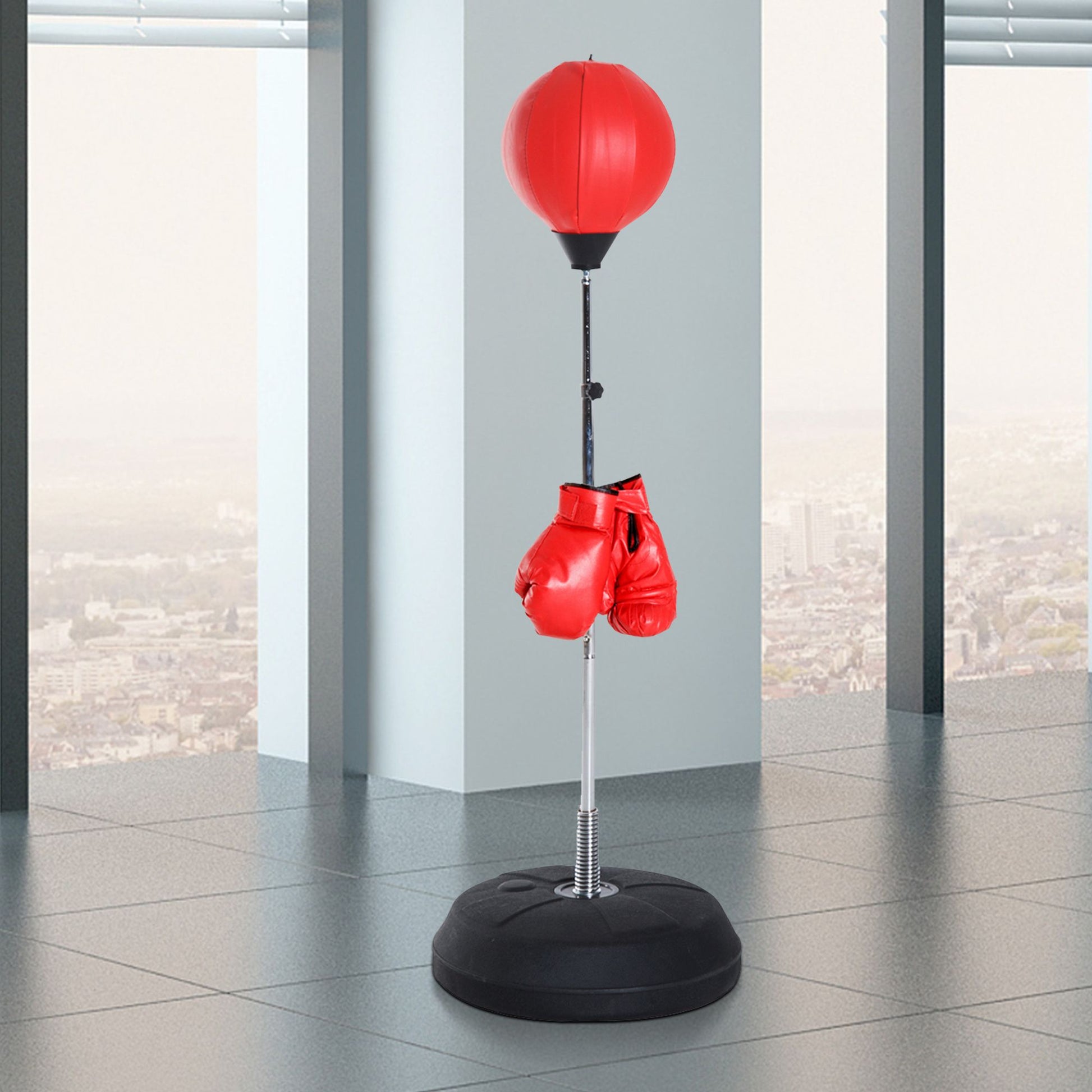 Punching Ball Set 126-144cm Height Adjustable Boxing Stand with Stand Pear Gloves Pump Freestanding Punching Bag Speedball Boxing Stand Box Trainer for Adults Teens
