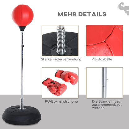 Punching Ball Set 126-144cm Height Adjustable Boxing Stand with Stand Pear Gloves Pump Freestanding Punching Bag Speedball Boxing Stand Box Trainer for Adults Teens