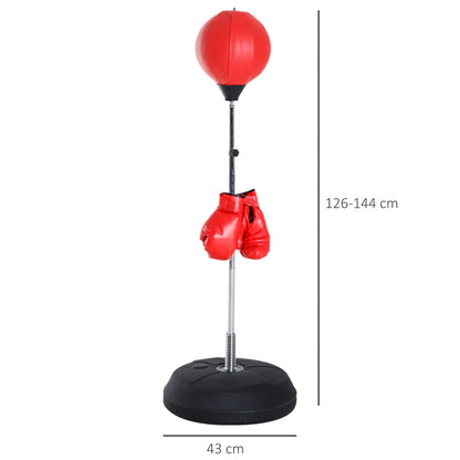 Punching Ball Set 126-144cm Height Adjustable Boxing Stand with Stand Pear Gloves Pump Freestanding Punching Bag Speedball Boxing Stand Box Trainer for Adults Teens