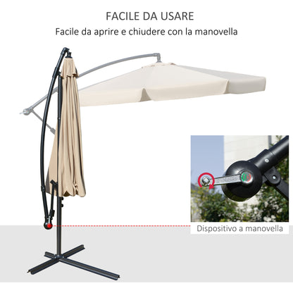 Offset Umbrella 2.7x2.7m with Adjustable Canopy, Cross Base, Air Vents, Crank, Metal and Polyester Garden Umbrella, for Courtyard Terrace, Light Brown