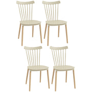 Set of 4 Nordic Style Dining Chairs Kitchen Chairs with High Back Polypropylene Seat and Natural Beech Wood Legs Load 120 kg 48x52.5x83 cm Natural