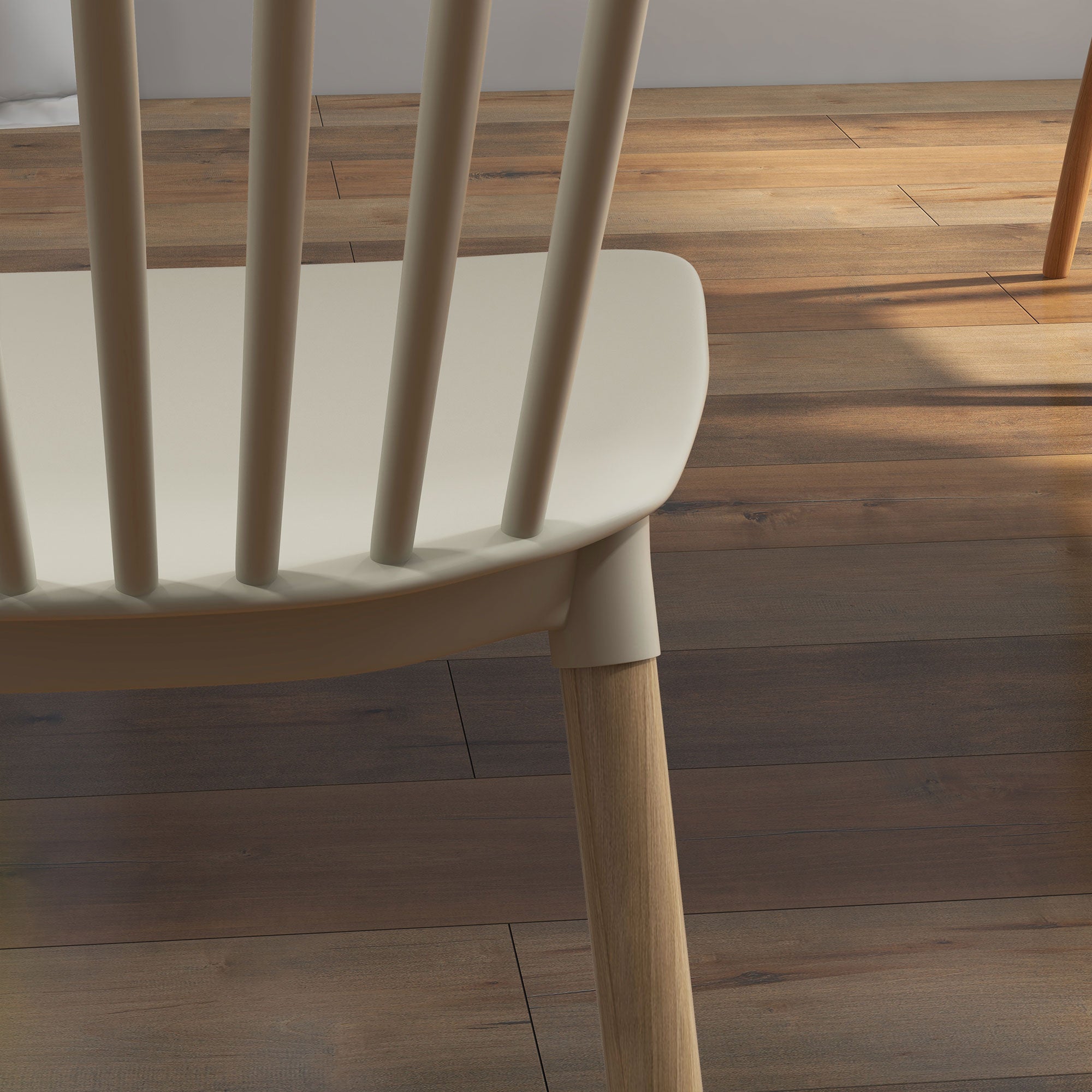 Set of 4 Nordic Style Dining Chairs Kitchen Chairs with High Back Polypropylene Seat and Natural Beech Wood Legs Load 120 kg 48x52.5x83 cm Natural