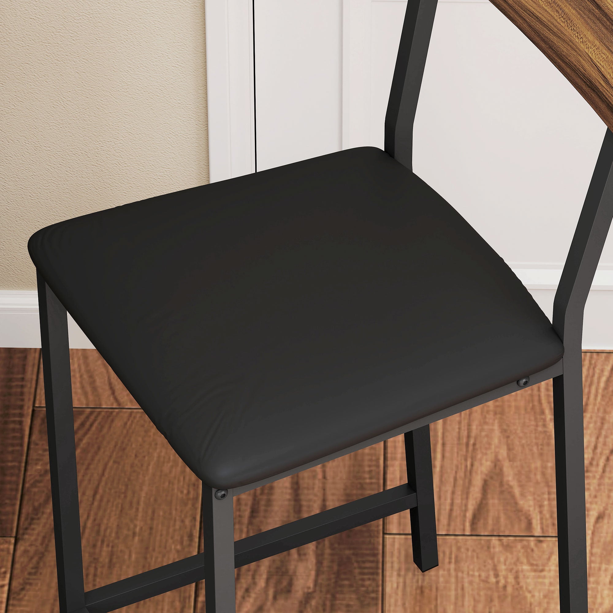 Bar Table with Bar Stool Set, Bar Table Set with 2 Bar Chairs, Foldable Backrest Kitchen Table with Wine Glass Holder, Wine Rack, and Shelf, Counter Table in Modern Design for Dining Room Kitchen Brown
