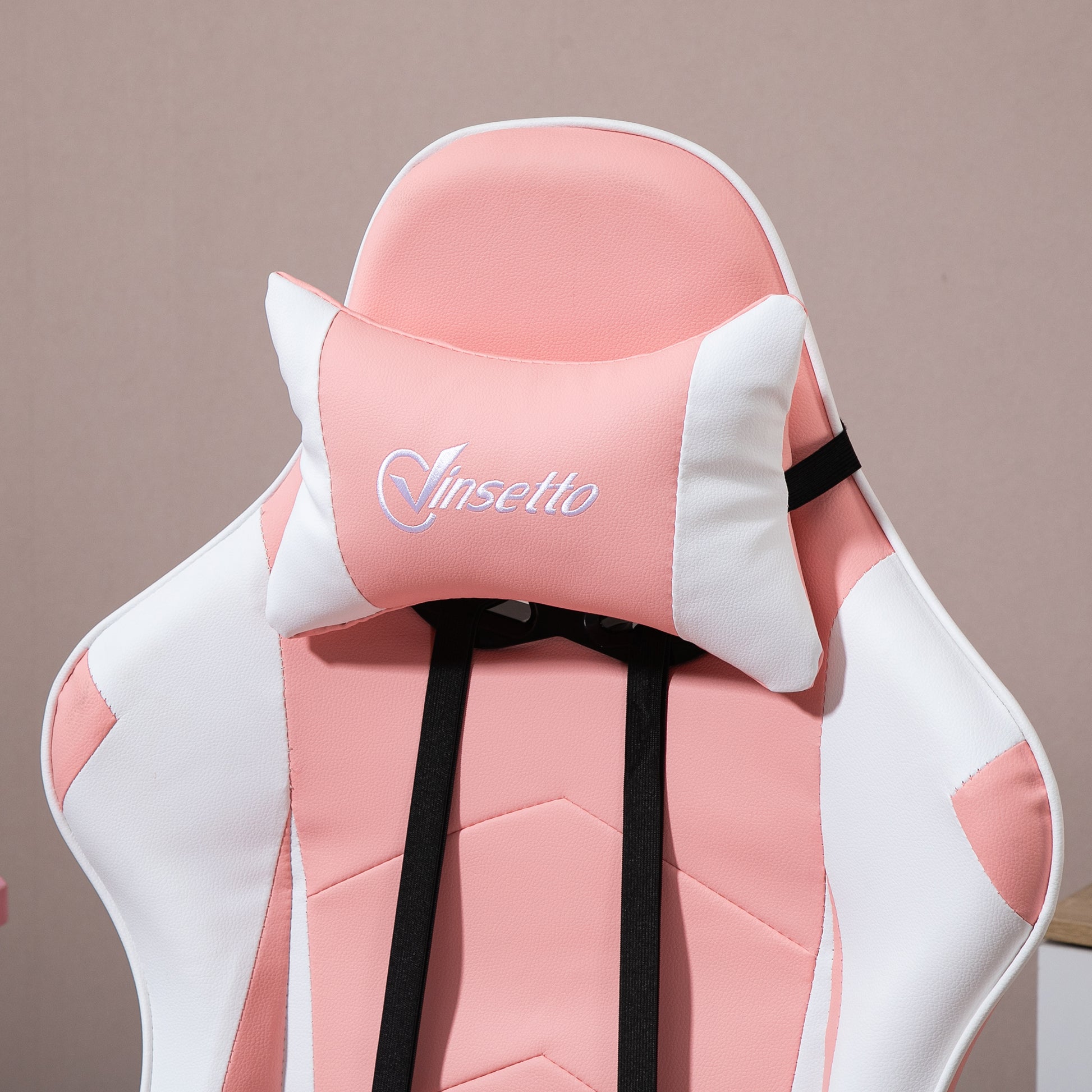 Gaming Chair Ergonomic Office Chair with Headrest Massage Lumbar Cushion Footrest Swivel Gamer Chair PC Chair with Connectable Armrests, Rocking Function Pink