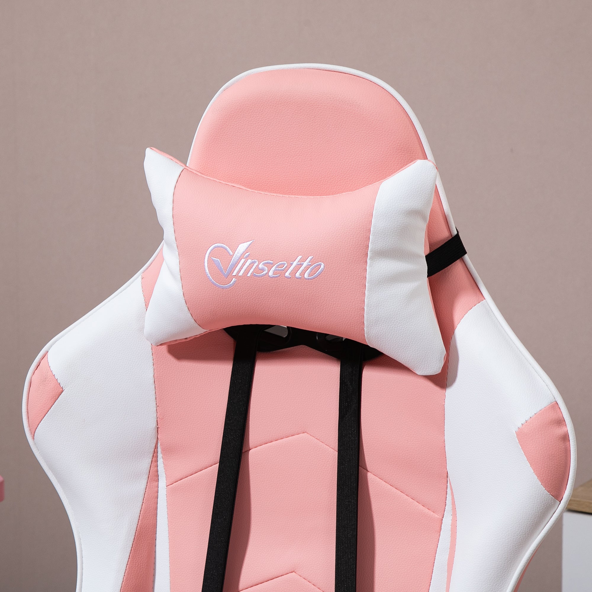 Gaming Chair Ergonomic Office Chair with Headrest Massage Lumbar Cushion Footrest Swivel Gamer Chair PC Chair with Connectable Armrests, Rocking Function Pink
