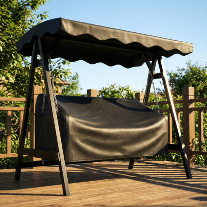 3-Seater Swing Cover — Waterproof, Windproof & UV-Resistant, PU-Coated Oxford, 185 x 76 x 81 cm (73" x 30" x 32") — Black