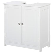 Bathroom Vanity Unit - Under Sink Cabinet - 2-Door Cupboard with Shelf - 60L x 30W x 60H cm - White Wood