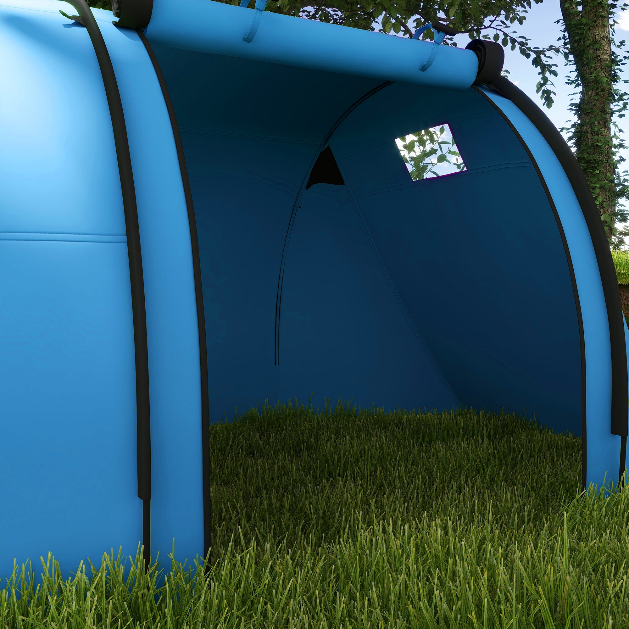 3-Person Family Camping Tent — Foldable Lightweight Tent with Doors, Windows & Hanging Hook, Carry Bag, 3000 mm Waterproof, 470 x 220 x 150 cm (Sky Blue)