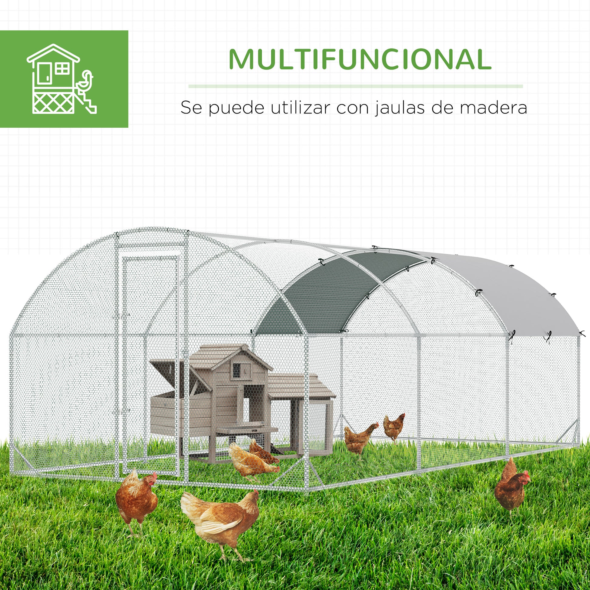 Large Outdoor Chicken Coop Galvanized Steel 280x570x197 cm Chicken Cage Oxford Waterproof and UV-Resistant Cover for Yard Silver