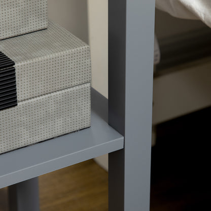 Modern Style Side Table with Drawer and Storage Shelf Nightstand for Living Room Bedroom 30x30x75 cm Gray