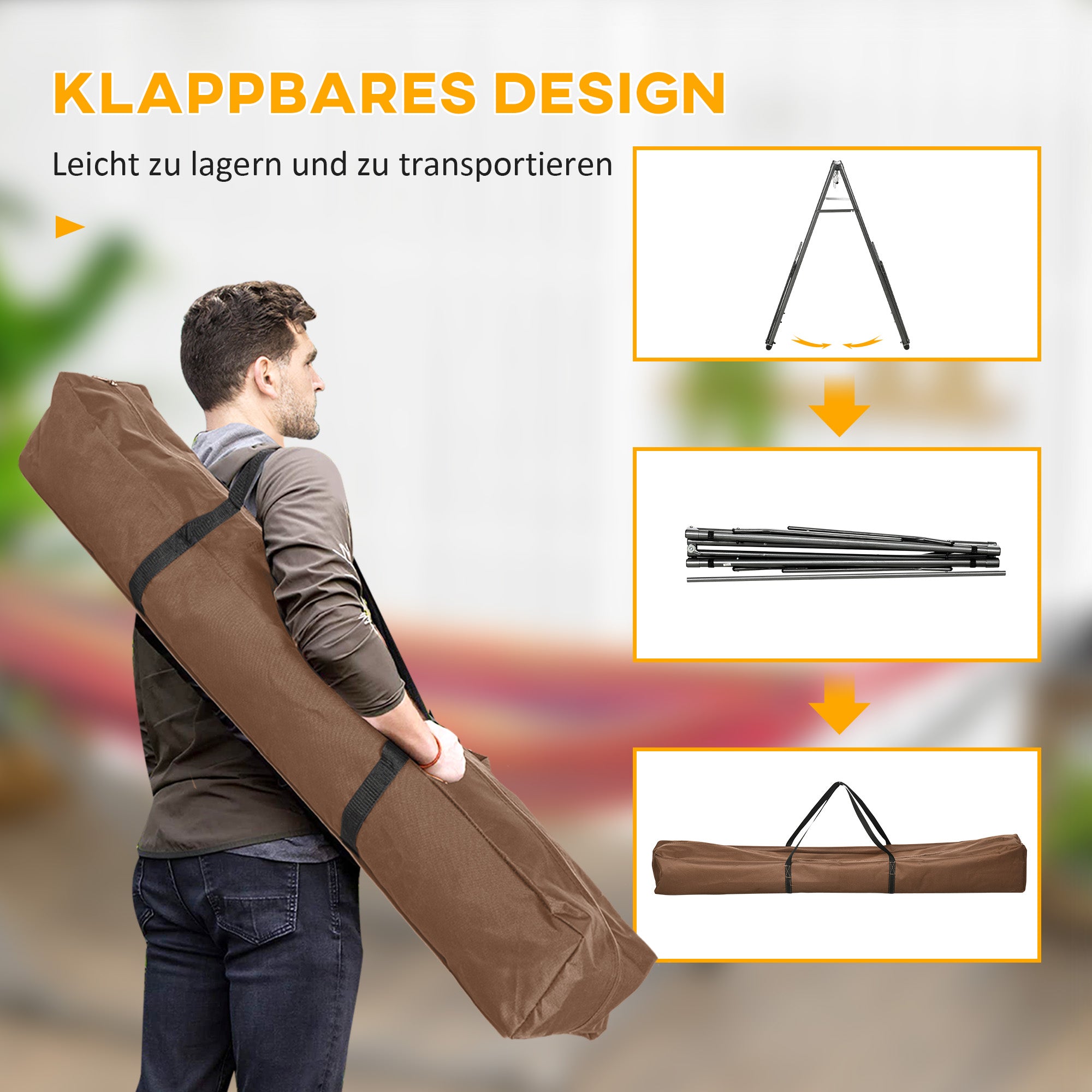Hammock Stand for Hammock, Foldable 2-in-1 Hammock Stand, Clothes Rack for Patio, Garden, Yard, Supports up to 120kg, Steel, 290 x 92 x 88cm