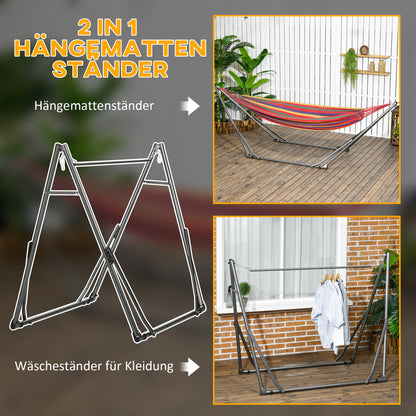 Hammock Stand for Hammock, Foldable 2-in-1 Hammock Stand, Clothes Rack for Patio, Garden, Yard, Supports up to 120kg, Steel, 290 x 92 x 88cm
