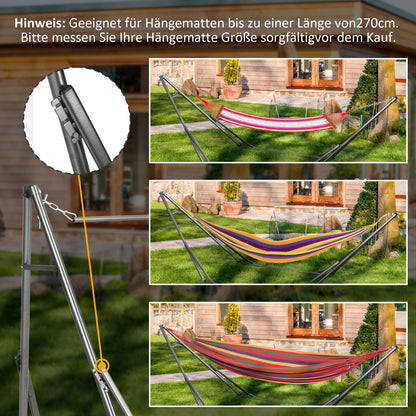 Hammock Stand for Hammock, Foldable 2-in-1 Hammock Stand, Clothes Rack for Patio, Garden, Yard, Supports up to 120kg, Steel, 290 x 92 x 88cm