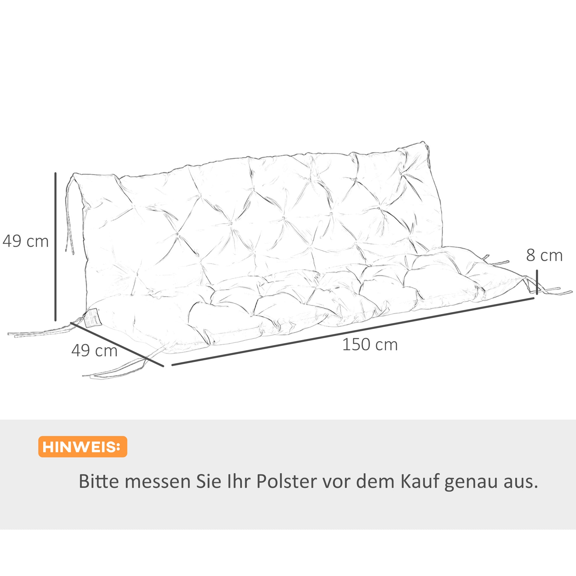 3 Seater Bench Cushion 150 x 98 x 8 cm Seat Cushion with Straps Back Cushion for Indoor/Outdoor Cushion for Bench Garden Bench Garden Furniture Porch Swings Red