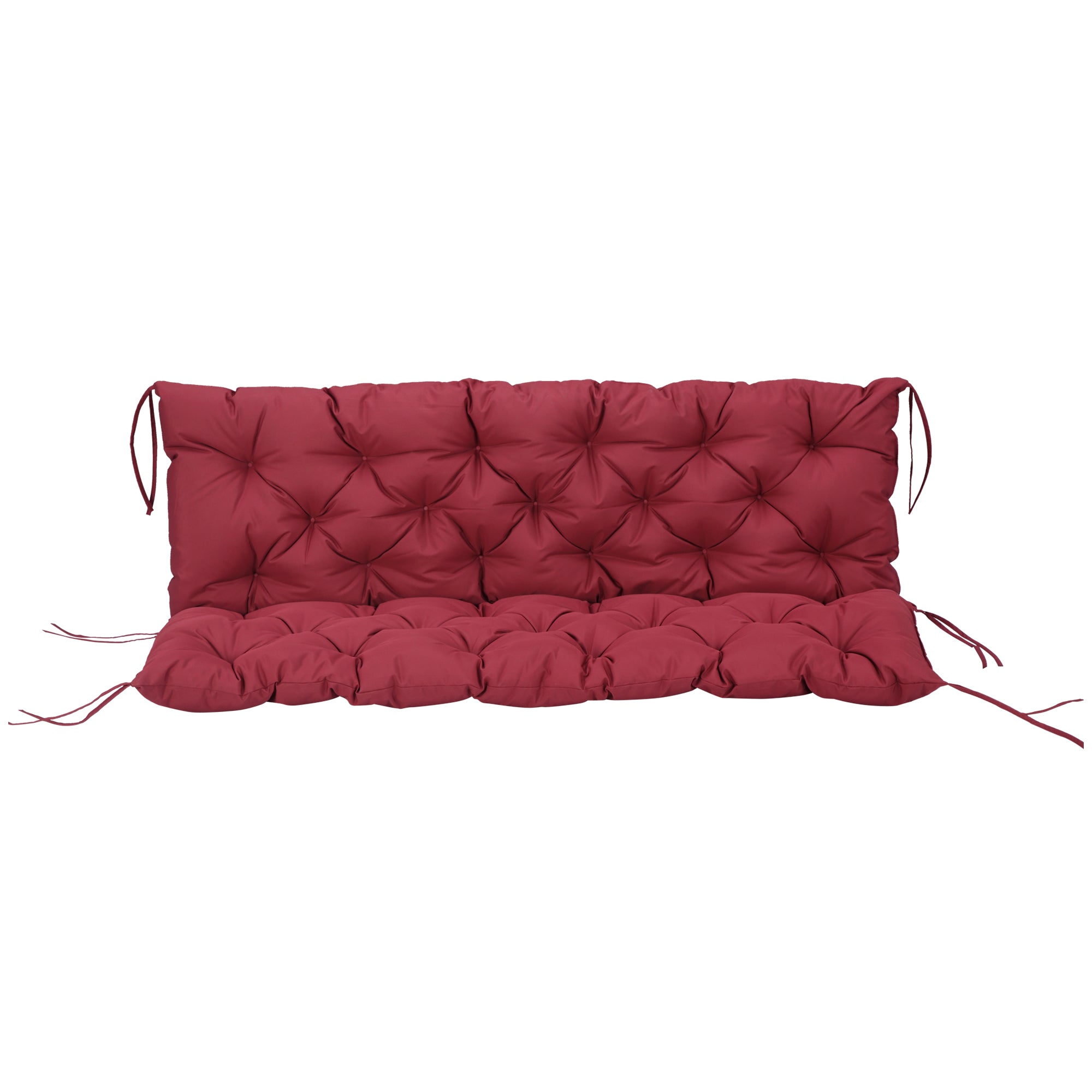 3 Seater Bench Cushion 150 x 98 x 8 cm Seat Cushion with Straps Back Cushion for Indoor/Outdoor Cushion for Bench Garden Bench Garden Furniture Porch Swings Red