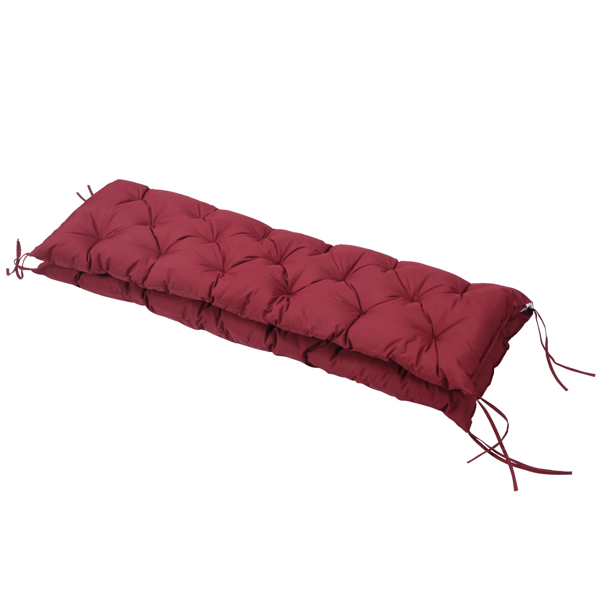 3 Seater Bench Cushion 150 x 98 x 8 cm Seat Cushion with Straps Back Cushion for Indoor/Outdoor Cushion for Bench Garden Bench Garden Furniture Porch Swings Red
