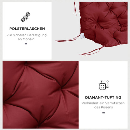 3 Seater Bench Cushion 150 x 98 x 8 cm Seat Cushion with Straps Back Cushion for Indoor/Outdoor Cushion for Bench Garden Bench Garden Furniture Porch Swings Red