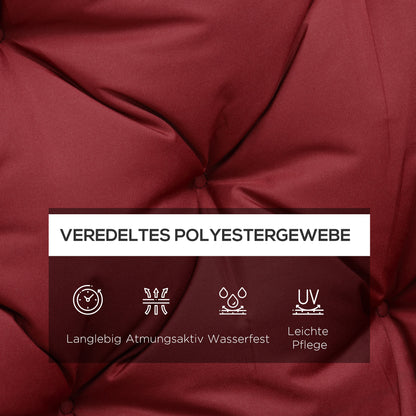 3 Seater Bench Cushion 150 x 98 x 8 cm Seat Cushion with Straps Back Cushion for Indoor/Outdoor Cushion for Bench Garden Bench Garden Furniture Porch Swings Red