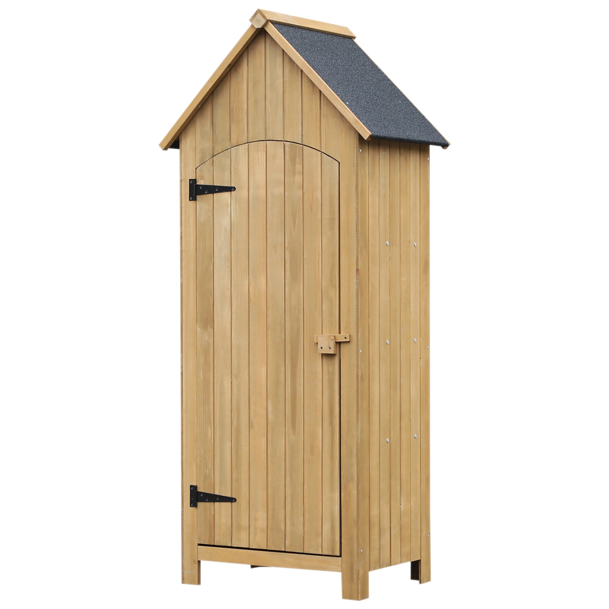 Outdoor Garden Shed Wood 77.5x54.2x179.5 cm 0.3 m² Exterior Garden Shed Tool Storage Cabinet with 3 Shelves and 2 Lockable Doors for Patio Terrace Natural