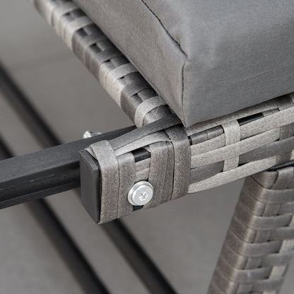 Poly Rattan Garden Sofa 2 Seater Outdoor Furniture Lounge Sofa Garden Bench Lounger with Foldable Armrests Steel Grey 129 x 63 x 67 cm