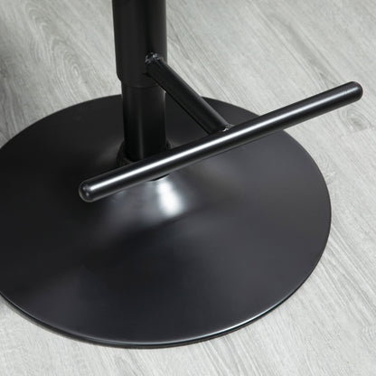 Bar Stool Set of 2, Upholstered Bar Chair made of Steel and Solid Wood, Height Adjustable Kitchen Chairs with Footrest, 360° Swivel, Counter Stools for Kitchen, Living Room, Dining Room, Black+Coffee