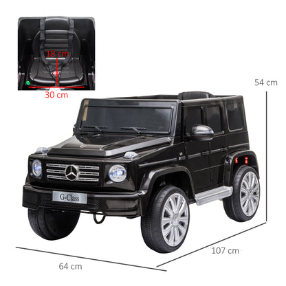 Electric Car for Kids 3+ Years BENZ G500 Off-Road Battery 12V Electric Vehicle with Remote Control Music Horn Speed 3-5 km/h Load 30 kg Black