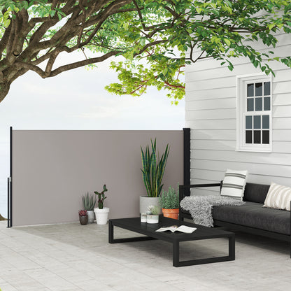 Retractable Side Awning Privacy Screen with Wall Mount Steel Box Waterproof Side Wall Awning Wind Protection Sun Protection 300 x 140cm for Balcony Terrace Garden Grey