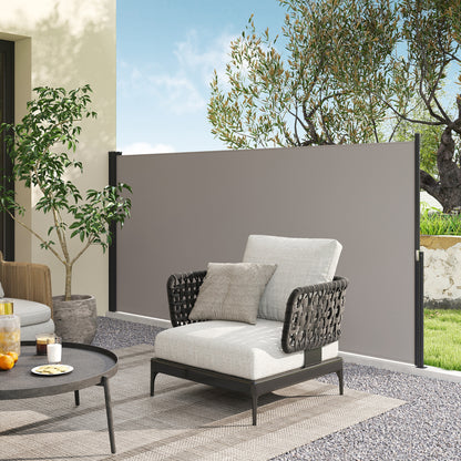 Retractable Side Awning Privacy Screen with Wall Mount Steel Box Waterproof Side Wall Awning Wind Protection Sun Protection 300 x 140cm for Balcony Terrace Garden Grey