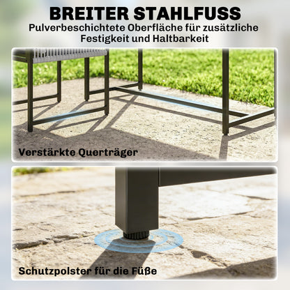 5-Piece Outdoor Dining Set - Square Tempered Glass Table with 4 Breathable Folding Rope Chairs, Space-Saving, Light Gray