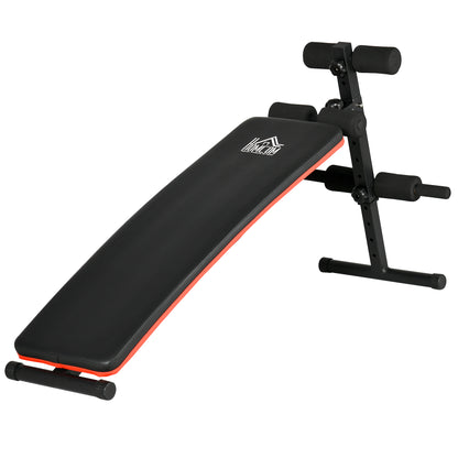Foldable and Adjustable Abdominal Bench, Multifunctional Gym Weight Bench with Padded Backrest, 47x139x51-69cm, Black and Red
