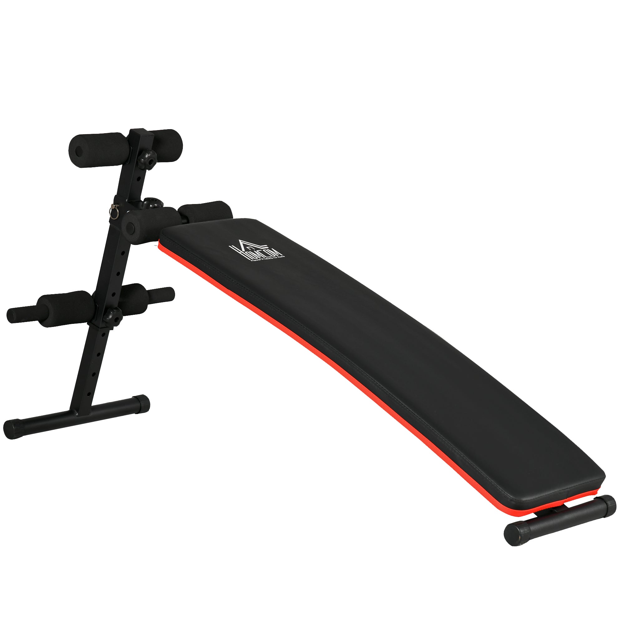 Foldable and Adjustable Abdominal Bench, Multifunctional Gym Weight Bench with Padded Backrest, 47x139x51-69cm, Black and Red
