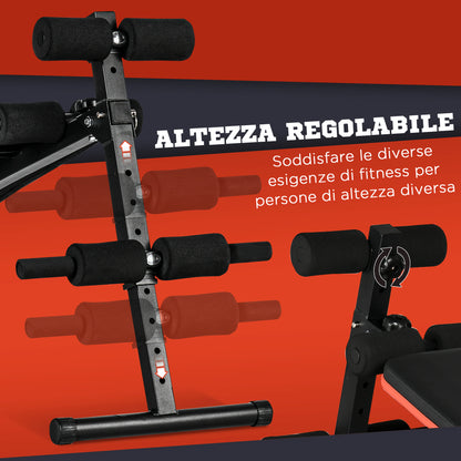 Foldable and Adjustable Abdominal Bench, Multifunctional Gym Weight Bench with Padded Backrest, 47x139x51-69cm, Black and Red