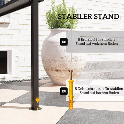 Grill Gazebo 250 x 160 x 250 cm Waterproof Garden Pavilion with Double Layer Roof, Side Shelves, Garden Gazebos with UV Protection, BBQ Pavilion, Garden Tent Grill Tent for Garden Party BBQ, Black