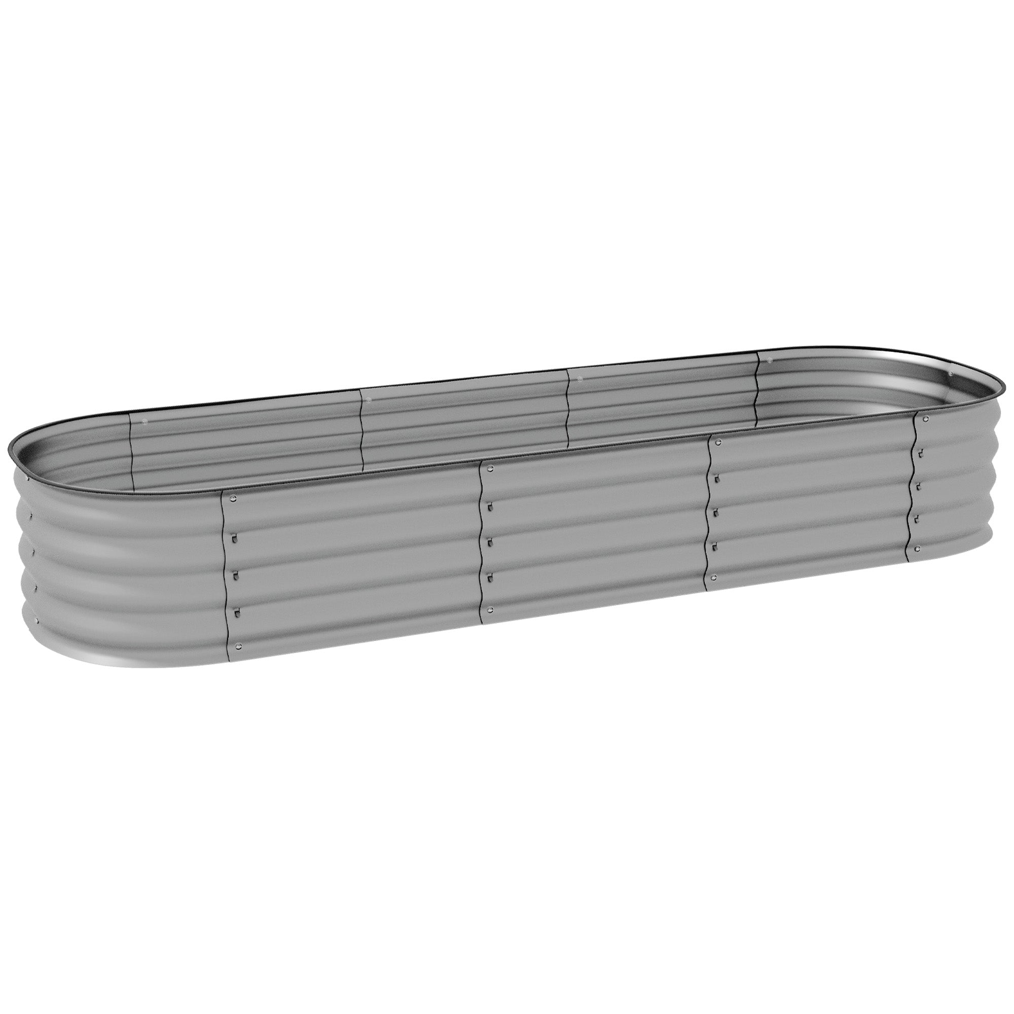 Metal Raised Bed, Planter Box, Vegetable Bed, DIY Planter with Open Bottom, Herb Bed for Garden, Balcony, Silver 195 x 62 x 30 cm