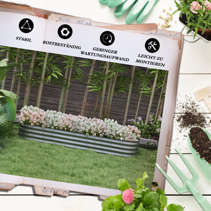 Metal Raised Bed, Planter Box, Vegetable Bed, DIY Planter with Open Bottom, Herb Bed for Garden, Balcony, Silver 195 x 62 x 30 cm