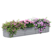 Metal Raised Bed, Planter Box, Vegetable Bed, DIY Planter with Open Bottom, Herb Bed for Garden, Balcony, Silver 195 x 62 x 30 cm
