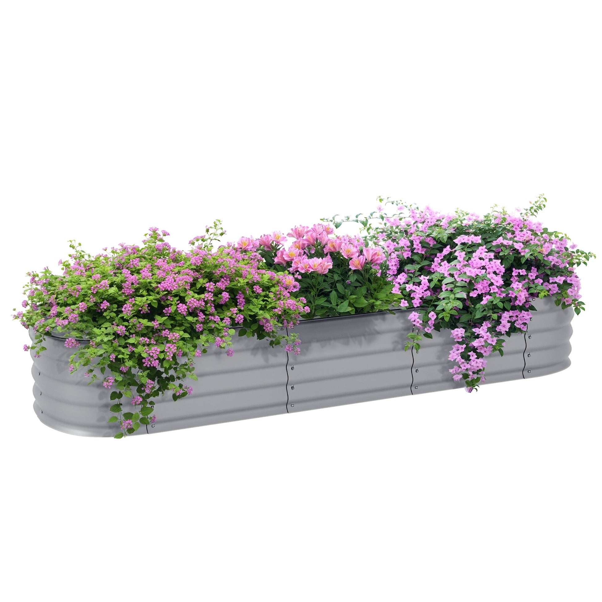 Metal Raised Bed, Planter Box, Vegetable Bed, DIY Planter with Open Bottom, Herb Bed for Garden, Balcony, Silver 195 x 62 x 30 cm